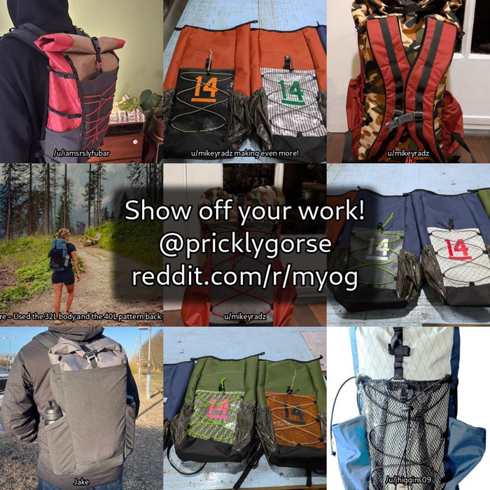 Montage of bags made by the community from this pattern