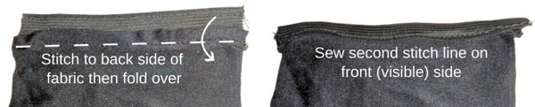 Binding in two steps: initial stitch then fold and sew second stitch