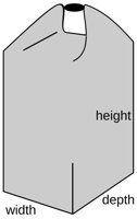 A photo of the dimension required for the dry bag