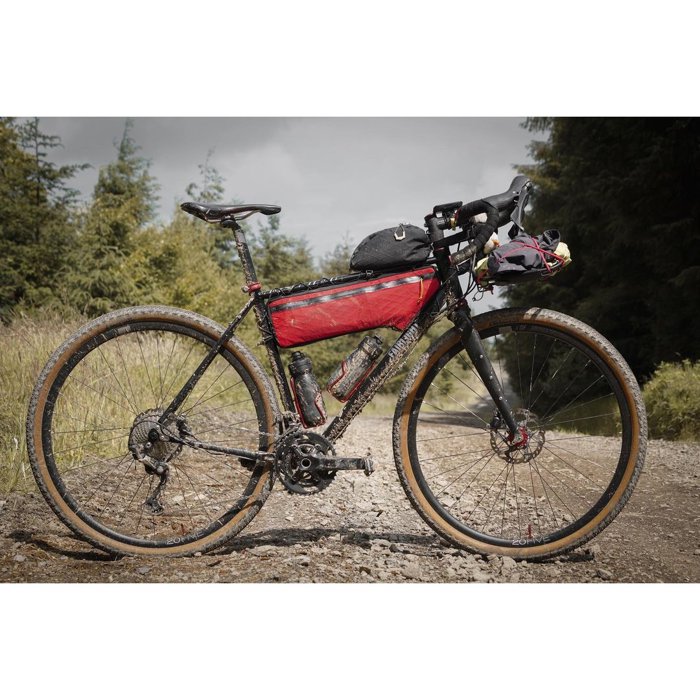 Photo of a custom made bike frame bag