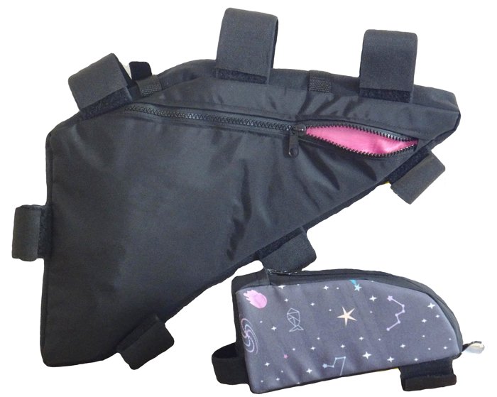 Photo of a custom made bike frame bag